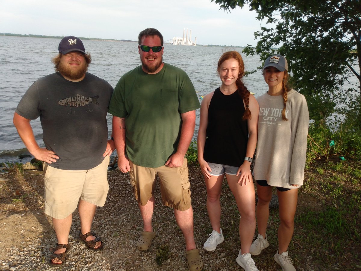 mike_louison's tweet photo. Cat-astrophe avoided after snagging another 40 channel cats for catch and release study. Had a blast working with @McKendreeU Bio students @emmaknoebel @rileyyross29 and Nathan brand, as well as Dr. Robb VanPutte.  Lots of fish and beautiful weather! #fishsci #fishphys #catfish https://t.co/voWBQywOm0
