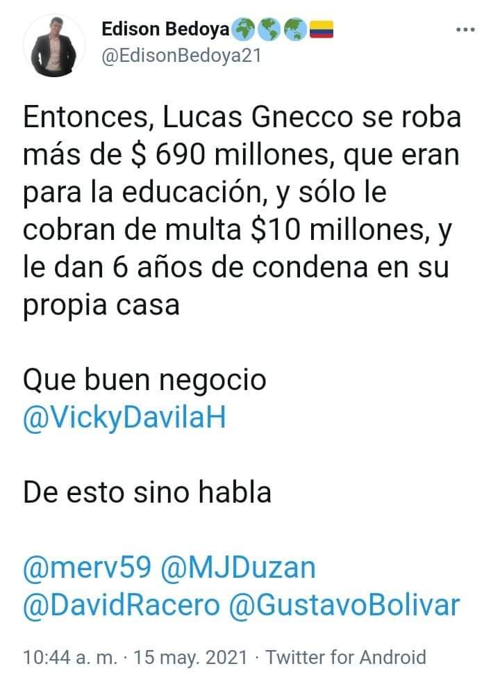 ninojuan28's tweet photo. @VickyDavilaH #VickyBastaYA #NueraParaca de #Genecco y para cuándo algo sobre esto? https://t.co/EXGbzFdczq