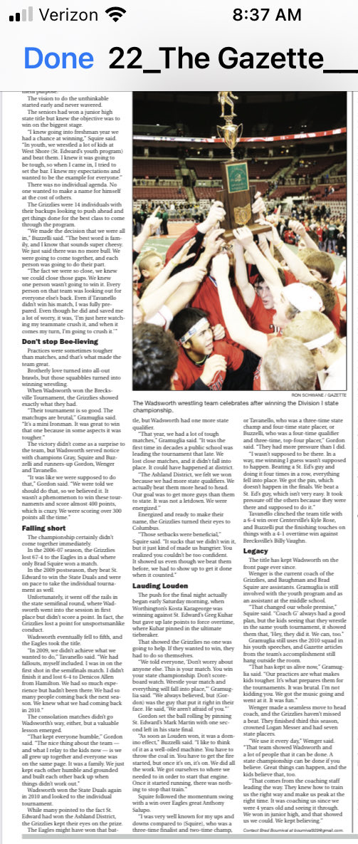 Congratulations 2010 Wadsworth Wrestling State Championship team on its induction to the Medina County HOF. Great article Brad. You nailed it again.