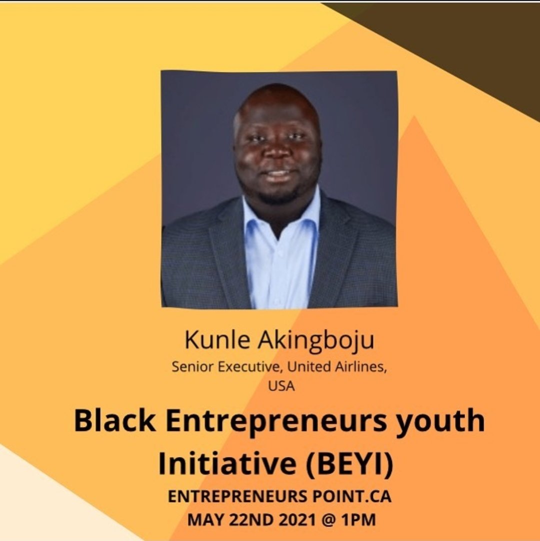 entrepreneurspp's tweet photo. Join us May22 at #BEYI a 3-Webinar series to equip Black youth leaders, role models #blackyouthexcellence
Adekunle Akintayo- HEAD, Technical Production, Qatar Petroleum🇶🇦, Kunle Akingboju- Senior Executive, United Airlines 🇺🇸
Justine Namara- Ass. Director, Skills for Change 🇨🇦 https://t.co/THSdzAkMP9