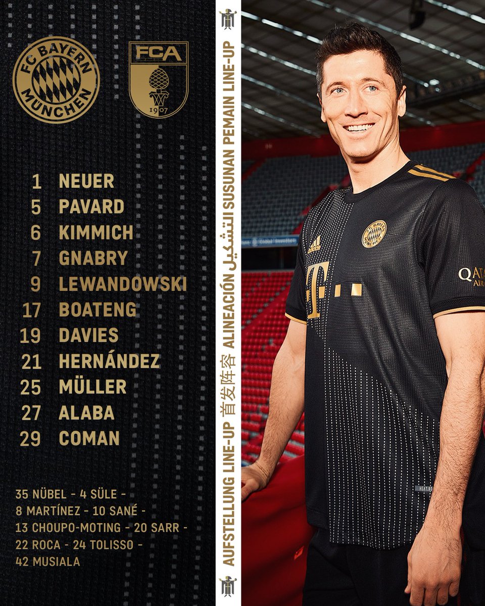 BayernMunchenPa's tweet photo. Nuestro 11 titular para enfrentar al #Augsburg, nuestro último partido de liga. Día de despedidas #DankeJavi #DankeAlaba #DankeBoateng #DankeFlick #DankeKlose #DankeGerland
#miasanmia #bayernmunchenpanama https://t.co/JHK7vEJlt7