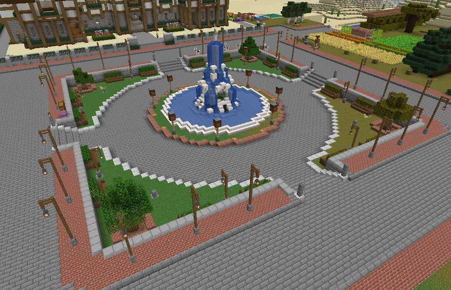 Telya ハヤシングエルス ハヤシさん Hayashi Lanturn のマイクラ新シリーズに感化され 久々にマイクラを新ワールドで始めました 初期スポーン地点を中心に噴水広場と教会 兼自宅 T Co Klerj14u5p Twitter