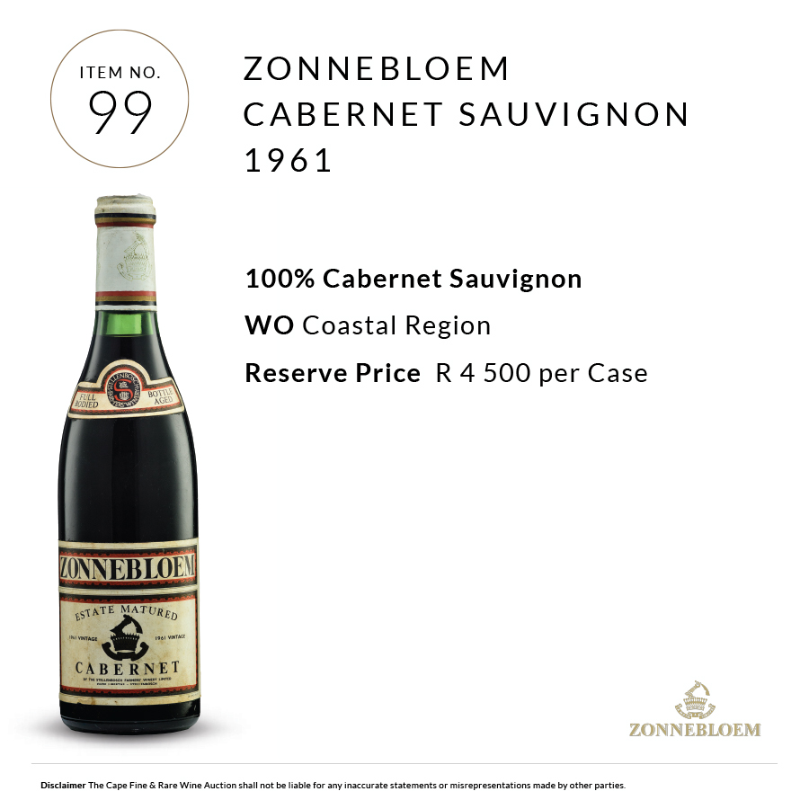 The coveted <a href="/ZonnebloemZA/">Zonnebloem Wines</a> Cabernet Sauvignon 1961 sold for R11 000 (3x375ml)
