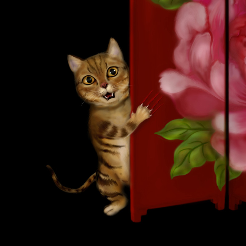 SonyaFu's tweet photo. "Not Guilty Pleasure" (2021) Digital Painting, third work from my "Love Thyself" series. #sonyafu #art #digitalpainting #closeups #lovethyself #sneakycat https://t.co/aHuFtxJKOk