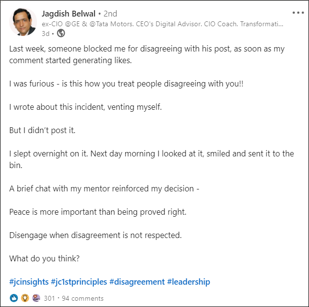 "My mentor made me believe to not post it, but I will anyway post it as a life lesson"

Today's honorary inductee, representing those who don't fail to turn a crash course into a B-school on their profile.

#leadership #bschool #success #mba #mba_brags
