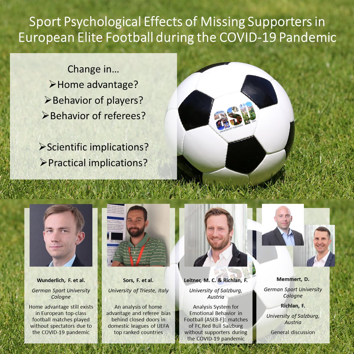 fabiorichlan's tweet photo. 👻⚽ Our symposium on the ghost games in #football at @AspTagung was a thorough success and enourmously inspiring! #sportpsychology #sportpsych #docrichlan @PLUS_1622 https://t.co/sncwHK1qHW