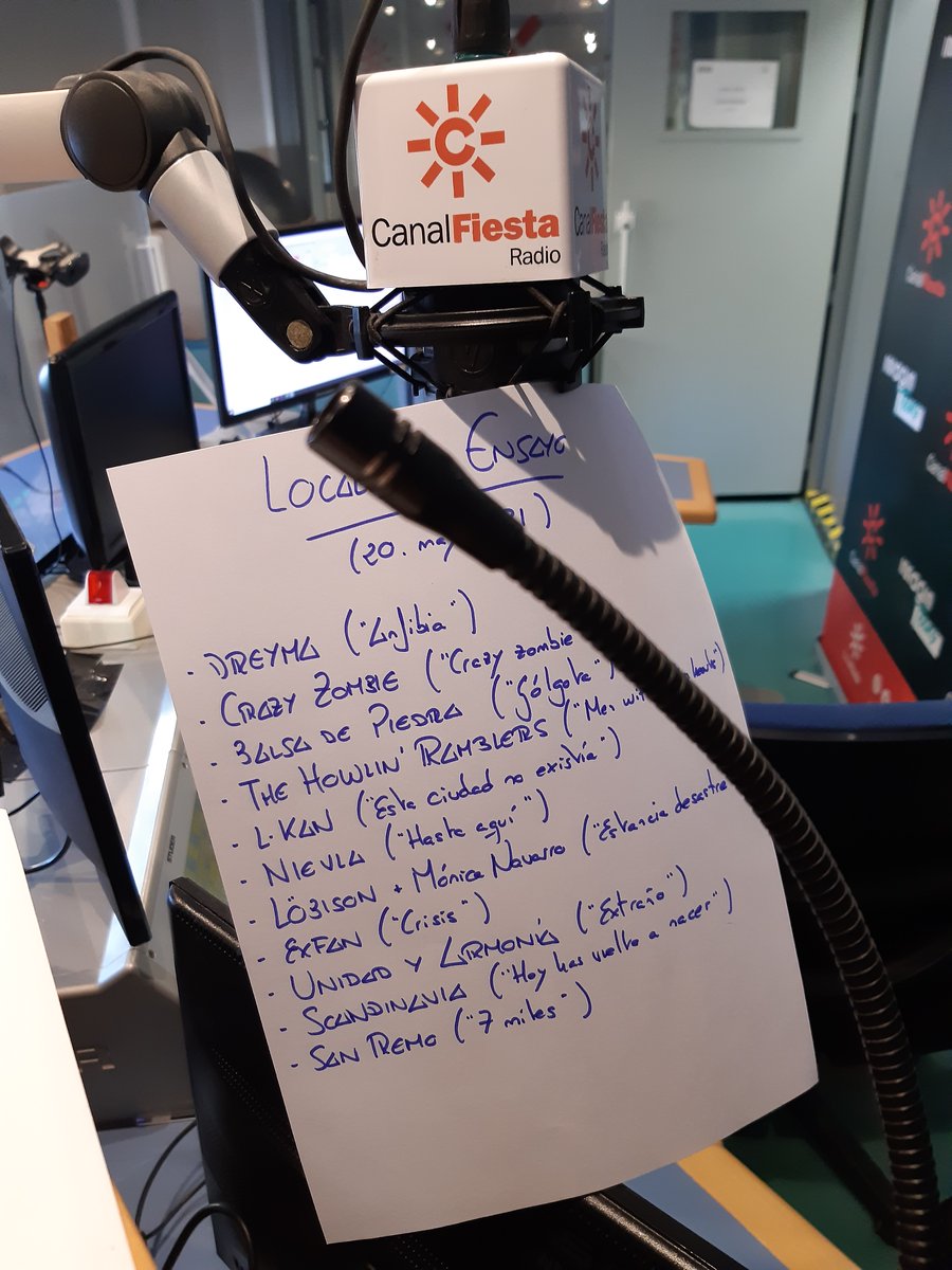 Abrimos <a href="/LocalDeEnsayo/">Local de Ensayo</a> en <a href="/canalfiesta/">Canal Fiesta Radio</a>, un recorrido geográfico y estilístico por Andalucía y el más allá: <a href="/dreyma22/">DREYMA</a>, <a href="/_Crazy_Zombie/">Crazy Zombie Official</a>, <a href="/de_balsa/">Balsa de Piedra</a>, #Howlin’Ramblers, <a href="/lkan/">lkan</a> <a href="/NievlaGrx/">Nievla</a>, <a href="/lobisonbanda/">Lõbison</a> (+Mónica <a href="/alondragalopa/">Alondra Galopa</a>), @EXFAN_Oficial <a href="/ArmoniaUnidad/">unidad y armonía</a>, <a href="/Scandinavia_pop/">Scandinavia</a> y #SanRemo