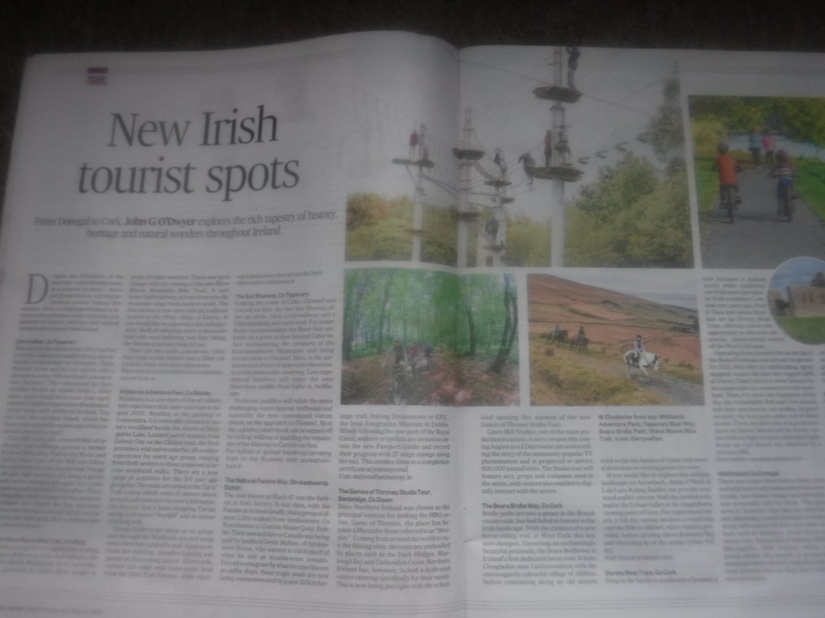 There is no doubt tourism is a most resilient industry - and it has always had to be   My piece in today’s Irish Times features 10 of, what I consider,  the best new attractions in Ireland, including Derrynaflan and the Suir Blueway. Hope you enjoy finding out about them.