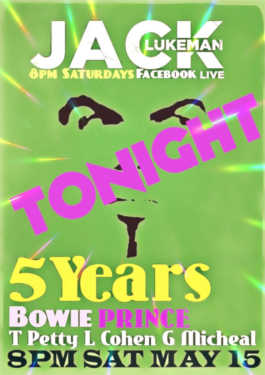 TONIGHT @ 8pm 
5 Years Bowie Prince Tom Petty Cohen G Micheal + more-Celebrating the music of these great artists gone 5 Years.Special guest @duncanmaitland 
What songs would you like to hear ?Please share and get friends to follow the page 😘