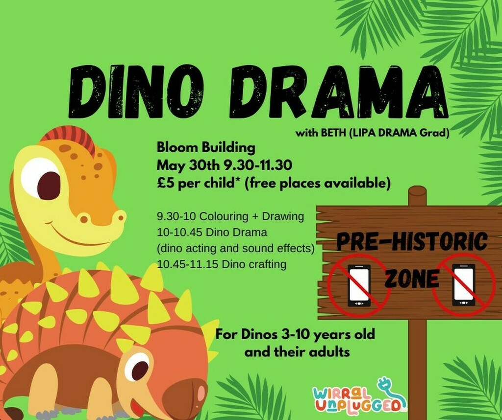 UKUnpluggedCIC's tweet image. Ticket sales are open for our Dino Drama! wirralunplugged.org/dinodrama
#unplug #FamilyFun #ScreenfreeSundays #community #dinosaurs
