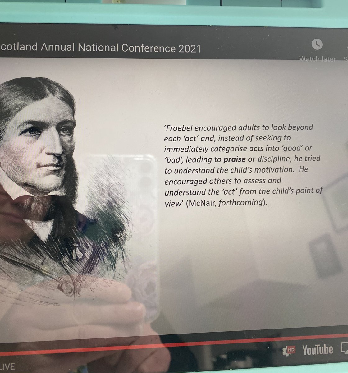 <a href="/LynnMcNair/">Lynn McNair</a> underlining Froebel’s message to “look beyond the act” to understand the behaviour of our children in light of the past year. So important! #EYSConf21