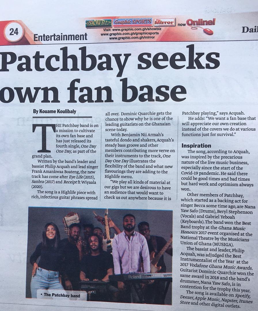 patchbayband's tweet photo. We want a fanbase that will appreciate our own creations. 💪🏿🔥🙏🤞
Get today Daily graphic. 💪🏿💯
Kindly Stream our new music; #OneDayOneDay 💃
https://t.co/3pjBTpN8c6
#PatchbayBand . https://t.co/WM8lZ6L83G