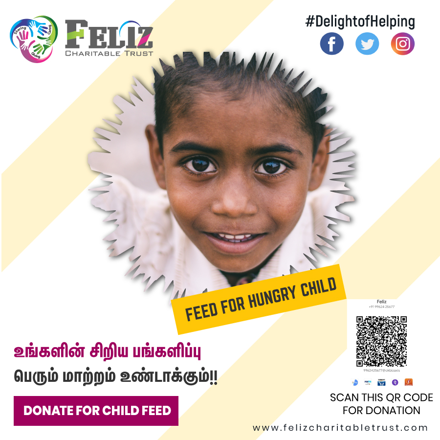 FelizTrust's tweet photo. A lot of children suffer due to nonnutritious foods, come forward to help such children with their one-day healthy meal. For donation please us below mentioned QR Code🙂
#felizcharitabletrust #ngo #food #charity #COVID19 #Donations https://t.co/n71ollwDz2