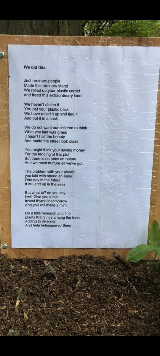 lwhemmings's tweet photo. "You might think you're saving money
For the tending of this plot
but there is no price on Nature
We must nurture all we've got" https://t.co/Gz5XSxsEmk