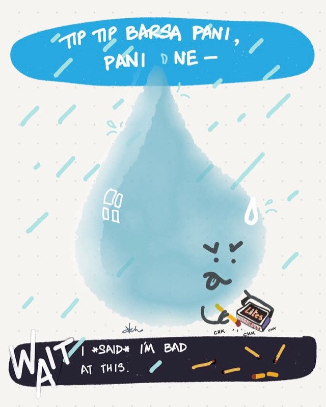 ahcir's tweet photo. Revisited an old old doodle when I heard they’re going to ruin the song this year 🙄 AND not have Raveena Tandon in it yeeesh. Blasphemy. Please. It’s @TandonRaveena FOREVER. 💛✨💛
.
.
.
#todayithunk #tiptipbarsapaani #raveenatandon #rain #comic #sketch https://t.co/qyWHJJwb8k