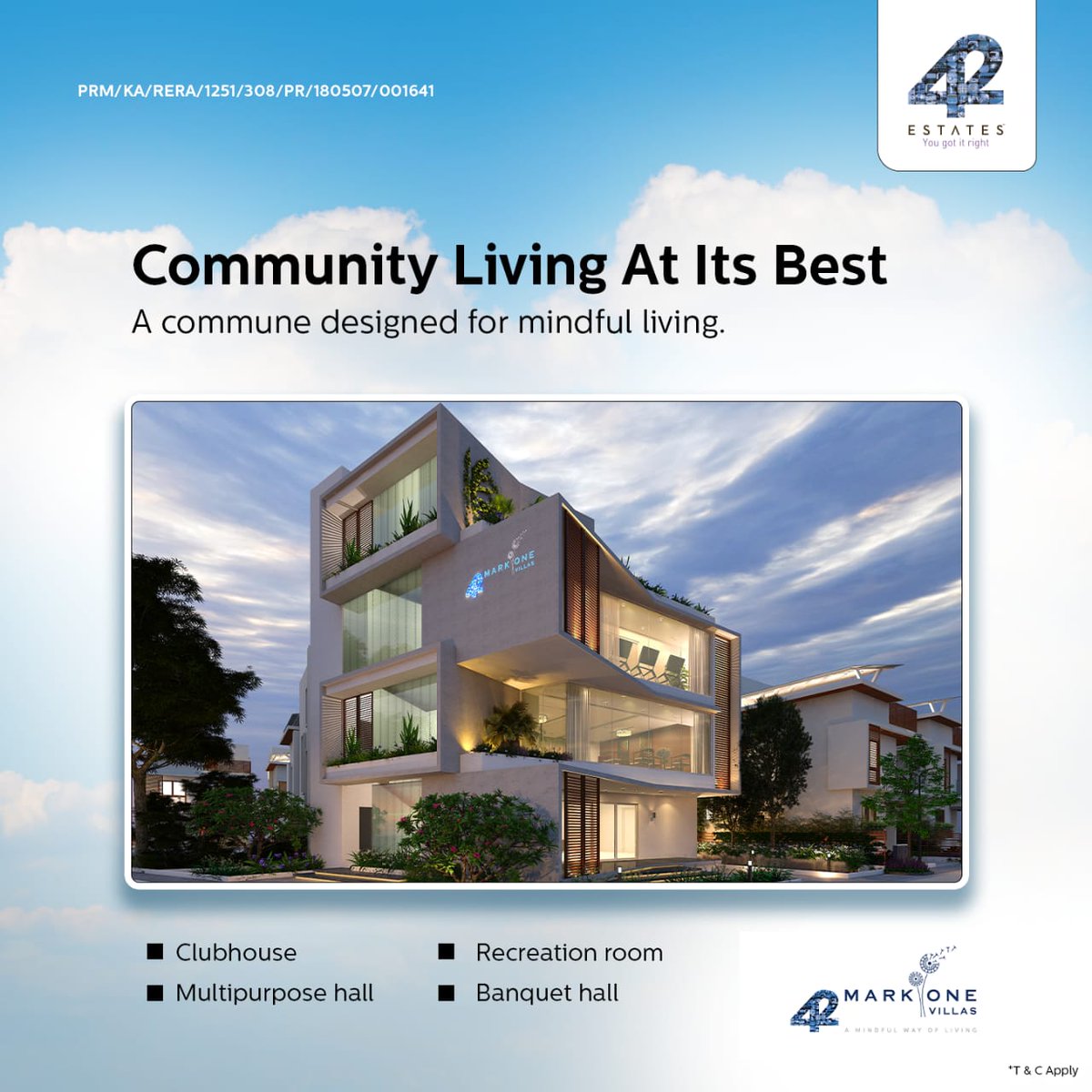 42Estates's tweet photo. We present you 42 Mark One, where luxury is a way of life. Nestled in the heart of Bangalore, Mark One offers 86 eco-friendly villas with state-of-the-art amenities to give you a premium living experience.
#42estates #luxury #home #42markone #realestate https://t.co/QxeNUymDUI