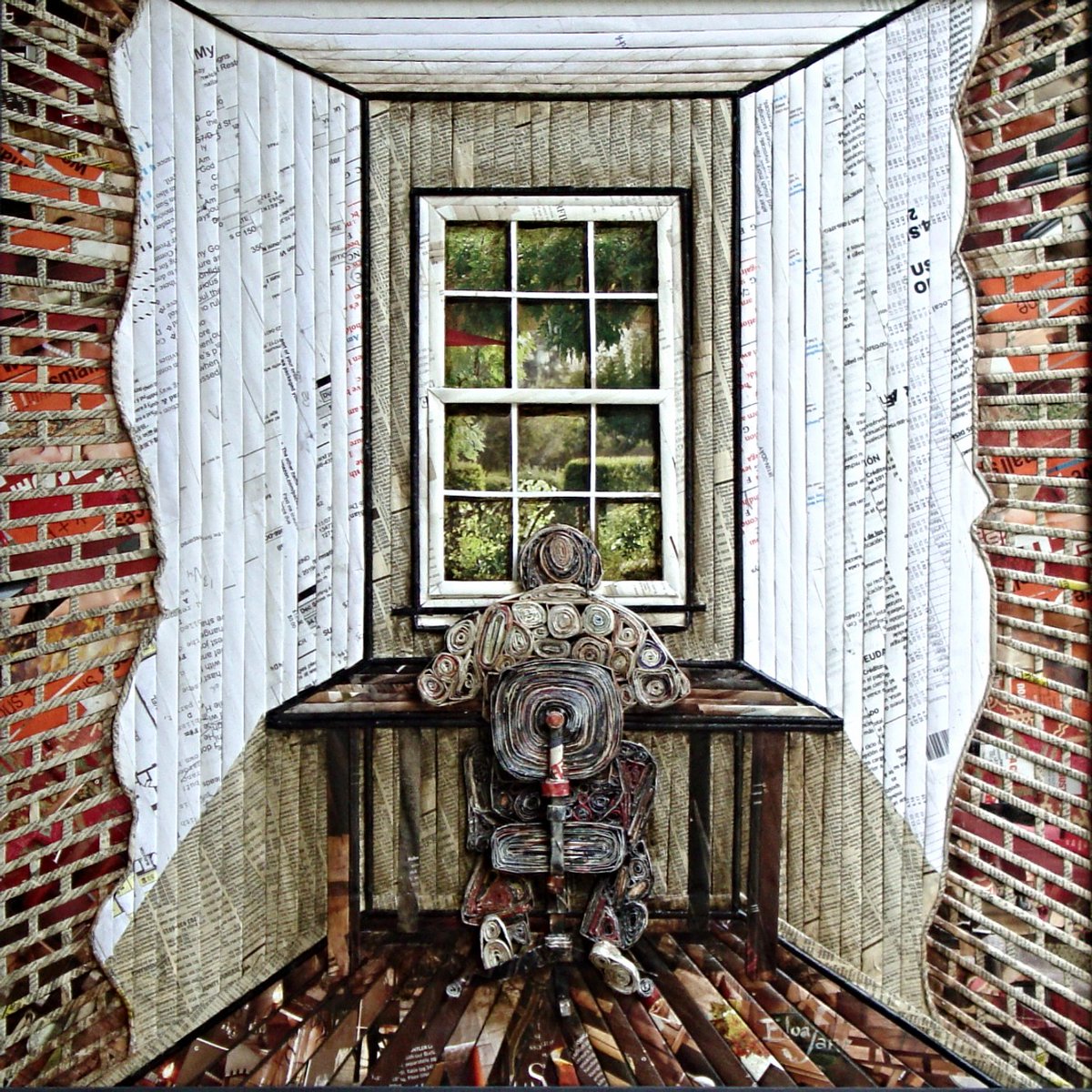 womensart1's tweet photo. Artist Eloa Jane’s artworks are created using #recycled paper which she rolls, coils, and weaves to creates images such as scenes and portraits #womensart https://t.co/UUCb60v7xT