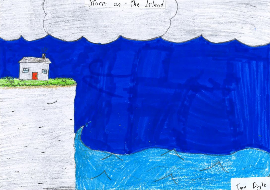 Today is #NationalDrawingDay and we will be sharing some wonderful drawings from primary school students. We asked them to respond to Heaney's poems, and the artwork they created is amazing! 🎨 First up is Tara from <a href="/ArdaghNatSch/">ArdaghNS</a> with her interpretation of 'Storm on the Island'🖼