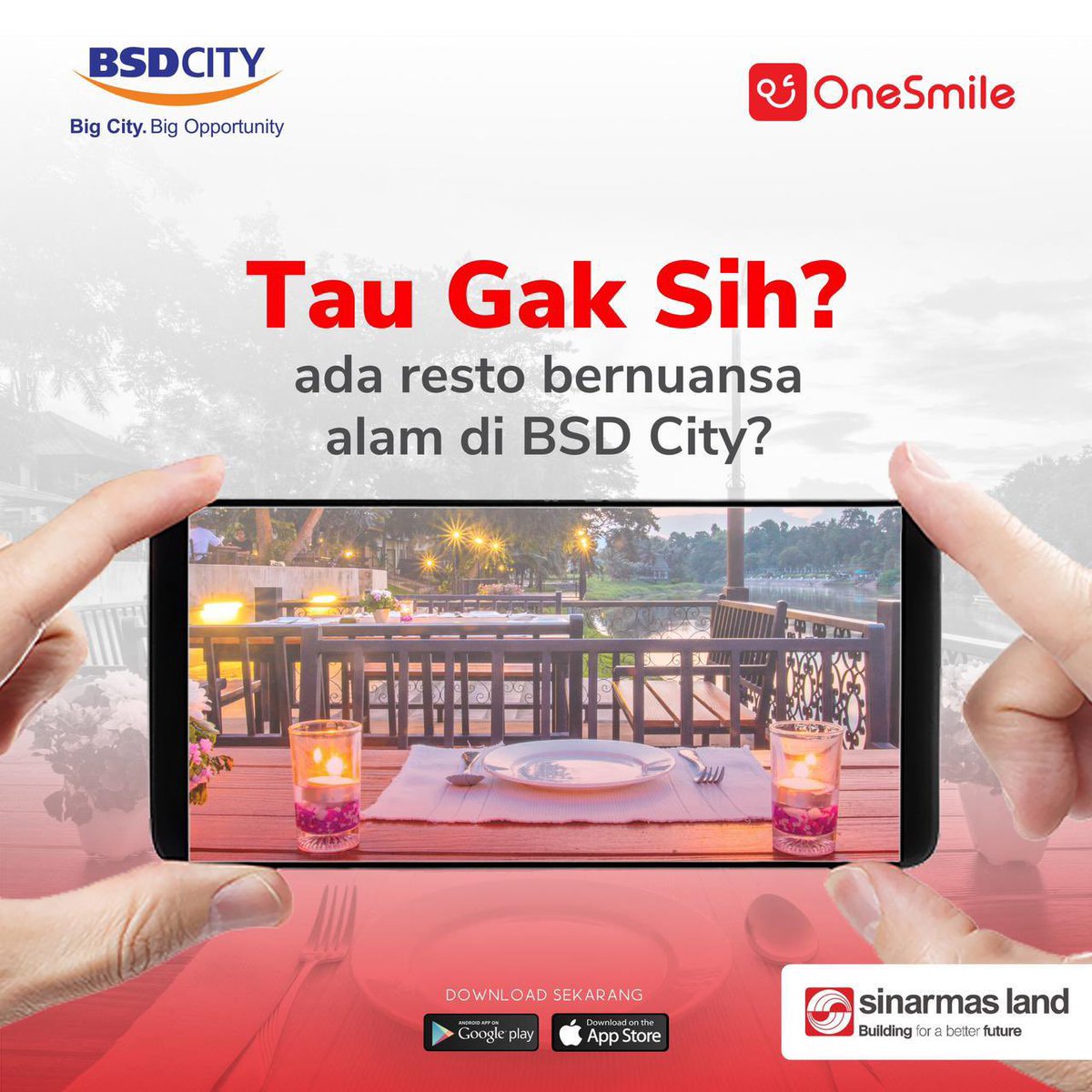 sinarmas_land's tweet image. Tinggal di kota emang enak, tapi pasti pengen dong nikmatin suasana alam kayak di Puncak? Di BSD juga ada tempat kayak gitu loh! Mau tau nama restorannya apa aja? Langsung download aplikasi One Smile aja ya! #PakaiOneSmile #SemuaadadiOneSmile #OneSmile #OneSmileEveryday #BSDCity