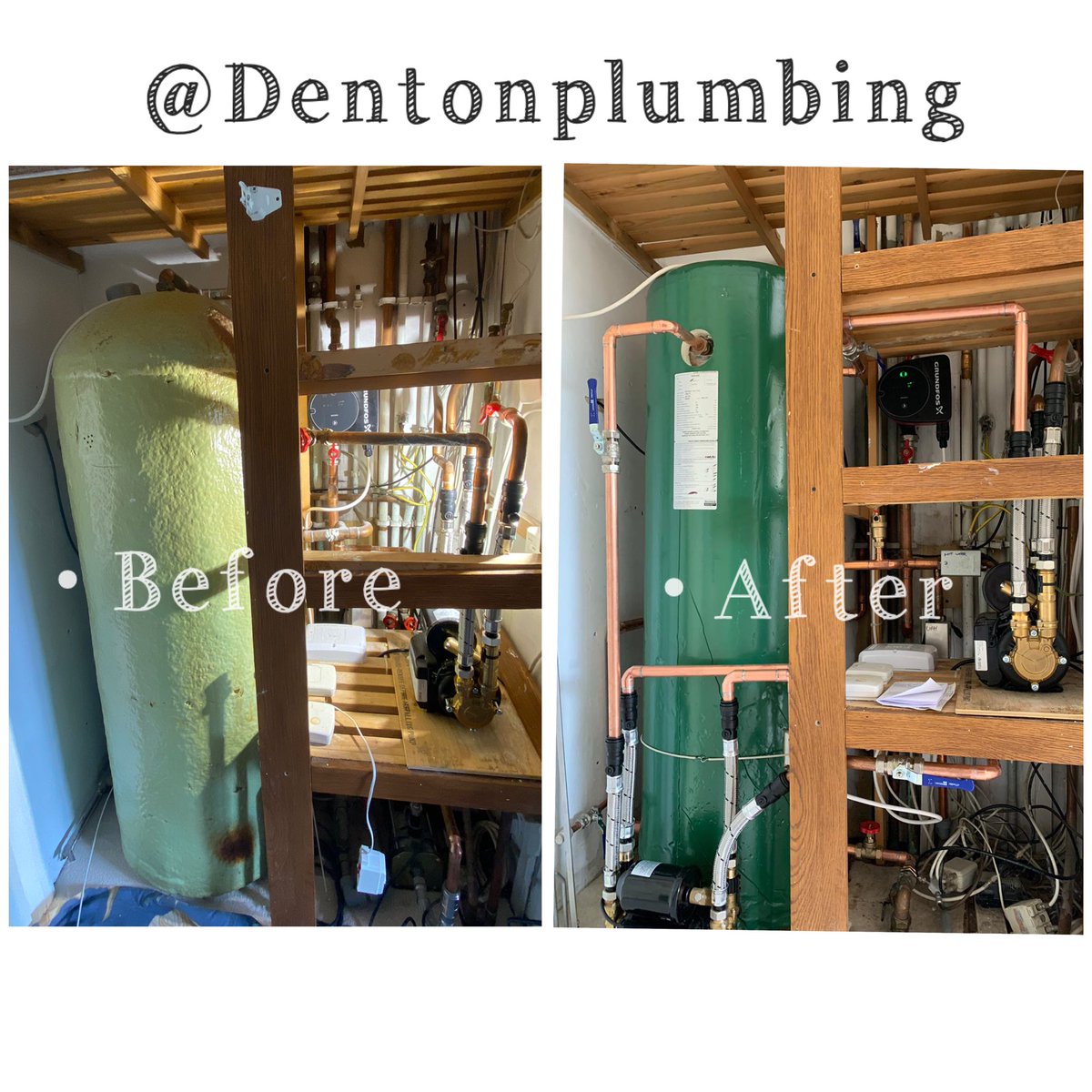 DENTONPLUMBING's tweet photo. Leaking 💦 Hot water cylinder replacement 👨🏻‍🔧 👨🏻‍🏭- 
• Supplied and installed Bespoke @GledhillGroup Envirofoam copper cylinder with high recovery coil , 2 X Shower outlets , Back up 3kw immersion. Supplied by @WolseleyUK Redhill 👍🏻.
1 of 2 https://t.co/UAGsSwS5uG