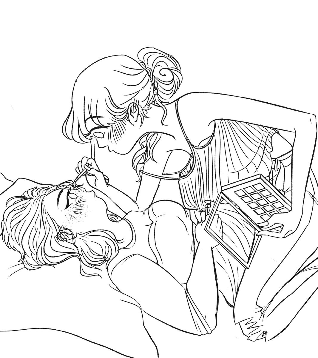this is still uncolored but this is more queerbaiting ash and ligaya drawings of mine lmao 