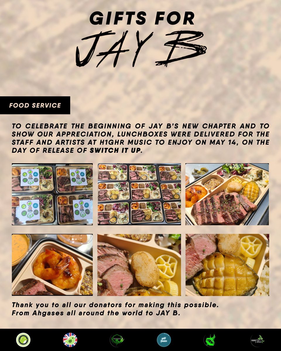 MEYHEARTJJP's tweet photo. GIFT FOR @JAYBDEF___

Our 1st gift is for Jaebeom and all H1GHR staff to enjoy as a thank you for working hard to release #SWITCHITUP today!🍱💚

#GOT7 #갓세븐 @GOT7Official https://t.co/RjlJm1kikY