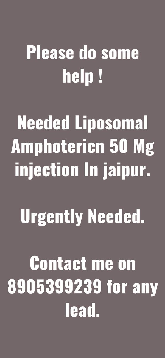 ajakashverma's tweet photo. Plz #help in #Jaipur..👏🏼👏🏼
AmphotericnMedicine required.
Pl help #TeamHelpingisHumanity

@mandloi_ruchi
@KoustubhiRawal @anmolmeeruthiya @anmol_mussoorie @ajakashverma @farhaan_tweets @vinayak_jain @AvantiJain2 https://t.co/j9ffmyhaOg