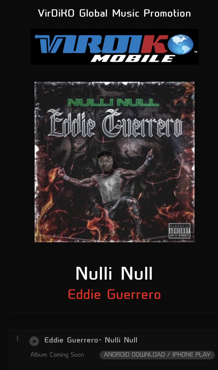 Where all my #DJs? Please the time to review @UnitedMMafia’s artist @null_nulli new joint, “Eddie Guerrero” on @VirDiKO #MusicPromo @VirdikoPromo 

Check it out: https://t.co/W5OZVUnksy https://t.co/cmiTQw7f3H