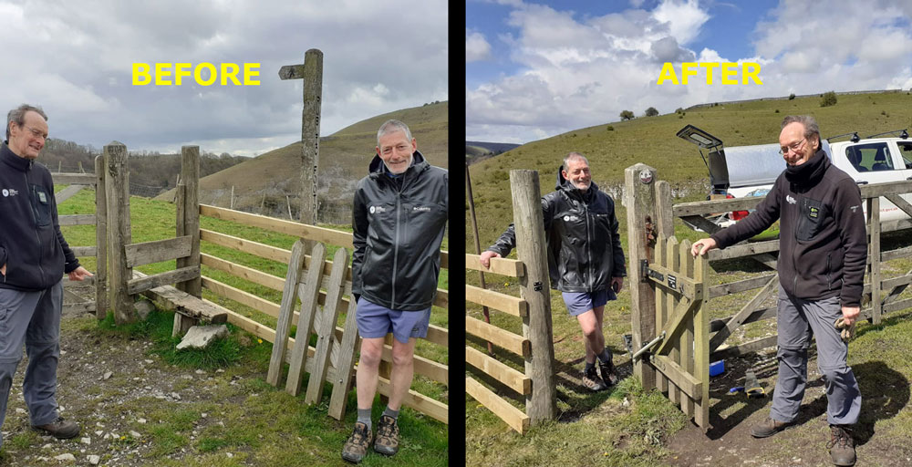 peakdistrict's tweet photo. Volunteer Rangers Andrew and Martin enjoyed fine views at Litton Slack this week as they upgraded a broken stile for a more accessible wicket gate! 👏

#PeakDistrict70 #PeakDistrictProud https://t.co/fsV2jB2HQv