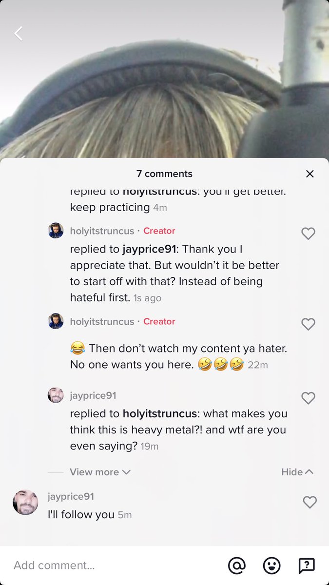 Lol first this random guy hates on me then he flips around and hopes I get better and tells me he’ll follow me. Like wtf