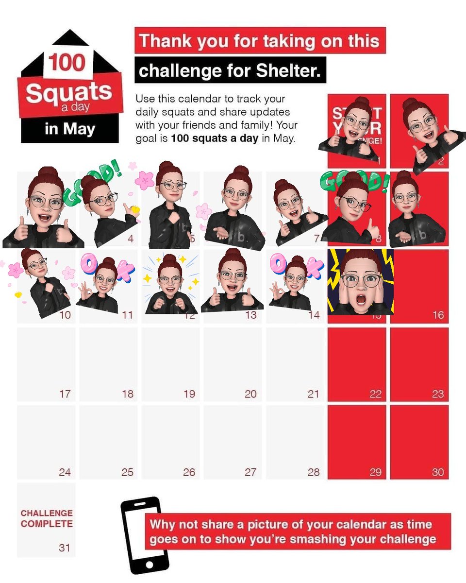Halfway there! 1500 squats✅ (I should include the extra 250 the year 2 "Mini Squaters" have encouraged me to do as well🤣) Stairs are not my friend right now 😂
#100squatsaday  #sheltercharity
#ouch