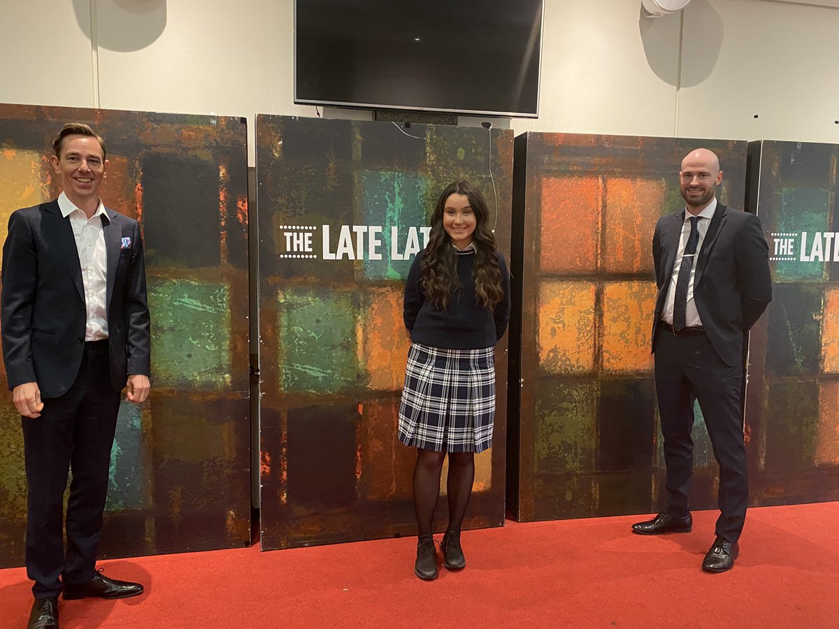 PierceDargan's tweet photo. Friday 14th May is a day to remember for @PresCisland. 4th National Title in-a-row, Ms. Broderick and I as guest speakers on the National Final &amp; to top it off, Mairead from @SafetyStuds displaying &amp; presenting so confidently on the @RTELateLateShow 🎥 @StudentEntProg @KerrySEP https://t.co/zrRlAuBOow