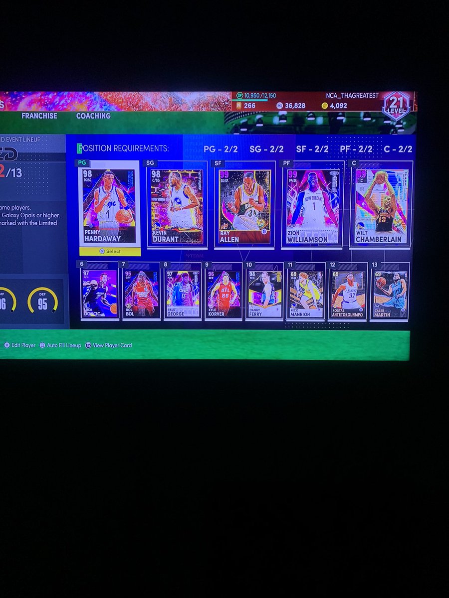 NCAwalkingbuck's tweet photo. @NBA2K_MyTEAM How can I improve my squad? https://t.co/IuhgjgSQnR