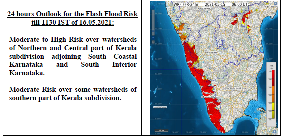 CWCOfficial_FF's tweet photo. Flash #Flood Guidance issued by #IMD for #Kerala &amp; #Karnataka for next 24 hours on 15,5.2021 is attached. https://t.co/FFkiWeQqWw