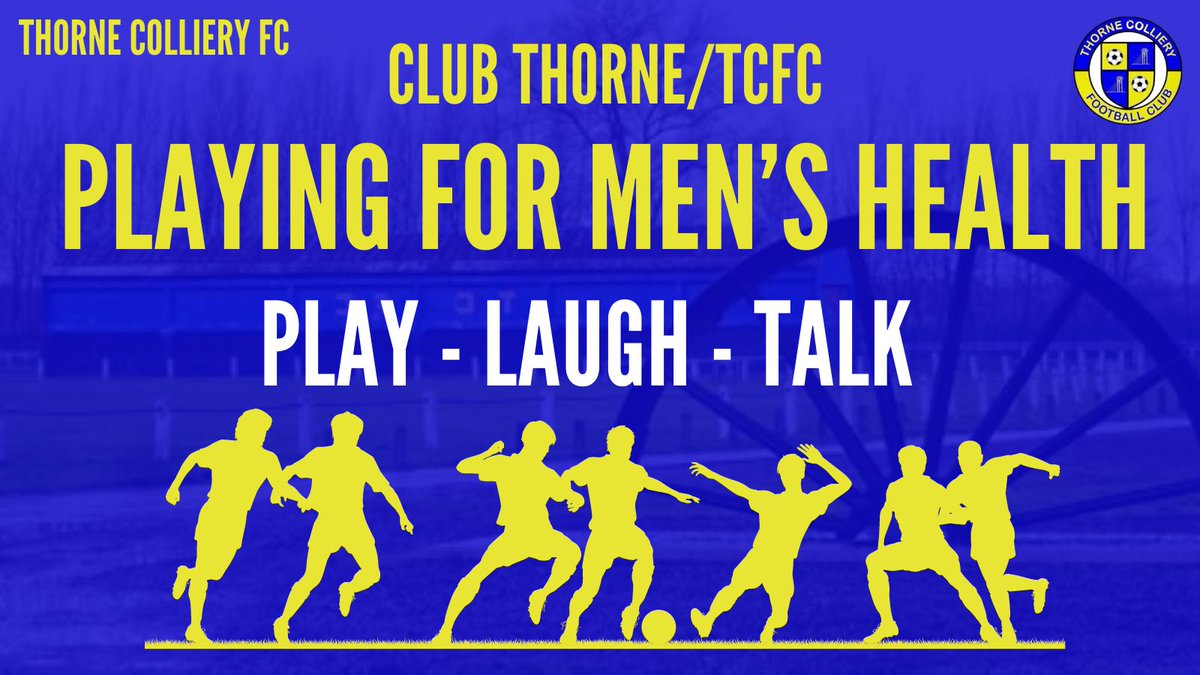 The sessions are free, open to men aged 16+, and take place at 7pm every Wednesday at our home ground. 
They’ll be 45 minutes small group games with refreshments, socialisation afterwards. 

Get in touch for more information. 
And please help us spread the word!🔵🟡⚽️ #clubthorne