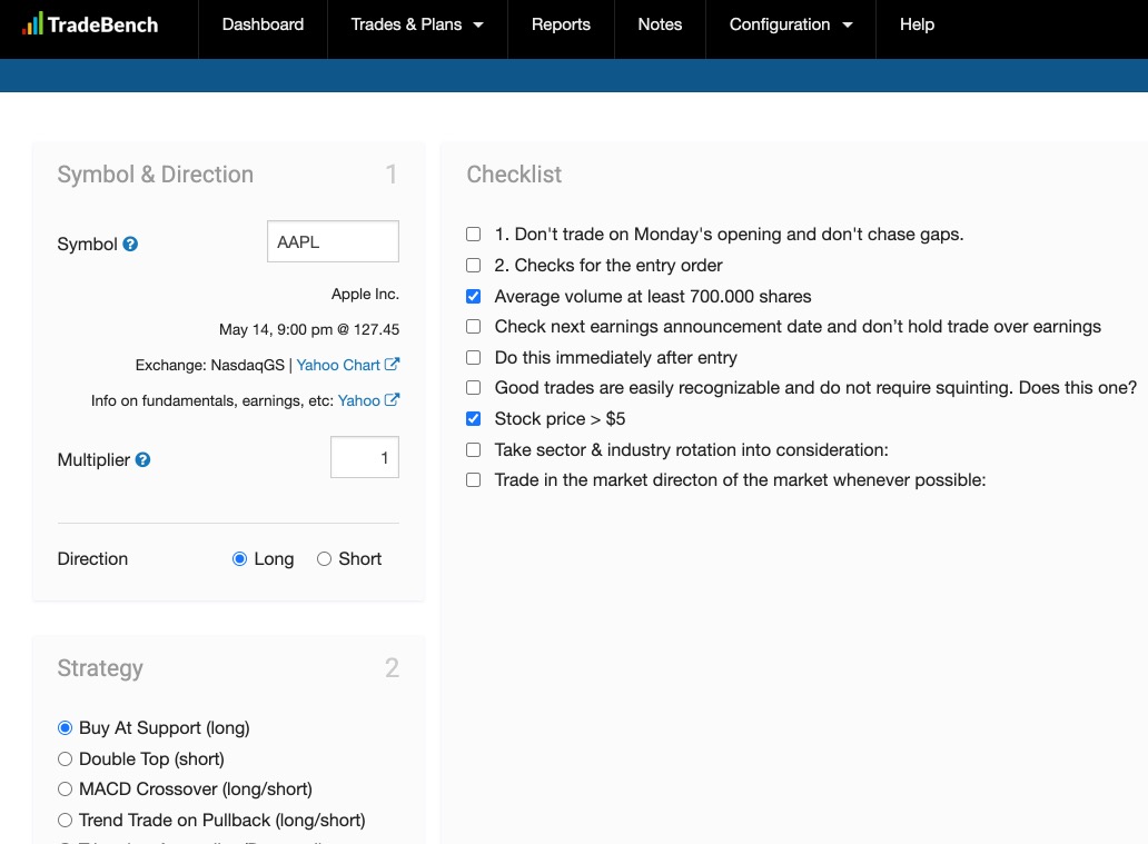 TradeBench's tweet photo. Did you know that you can create custom checklists in TradeBench? 

Try our cost free online trading journal and trade planning tool today 💰📈
➡️ https://t.co/fsQsVTTj77 https://t.co/Ji4P9wubCu