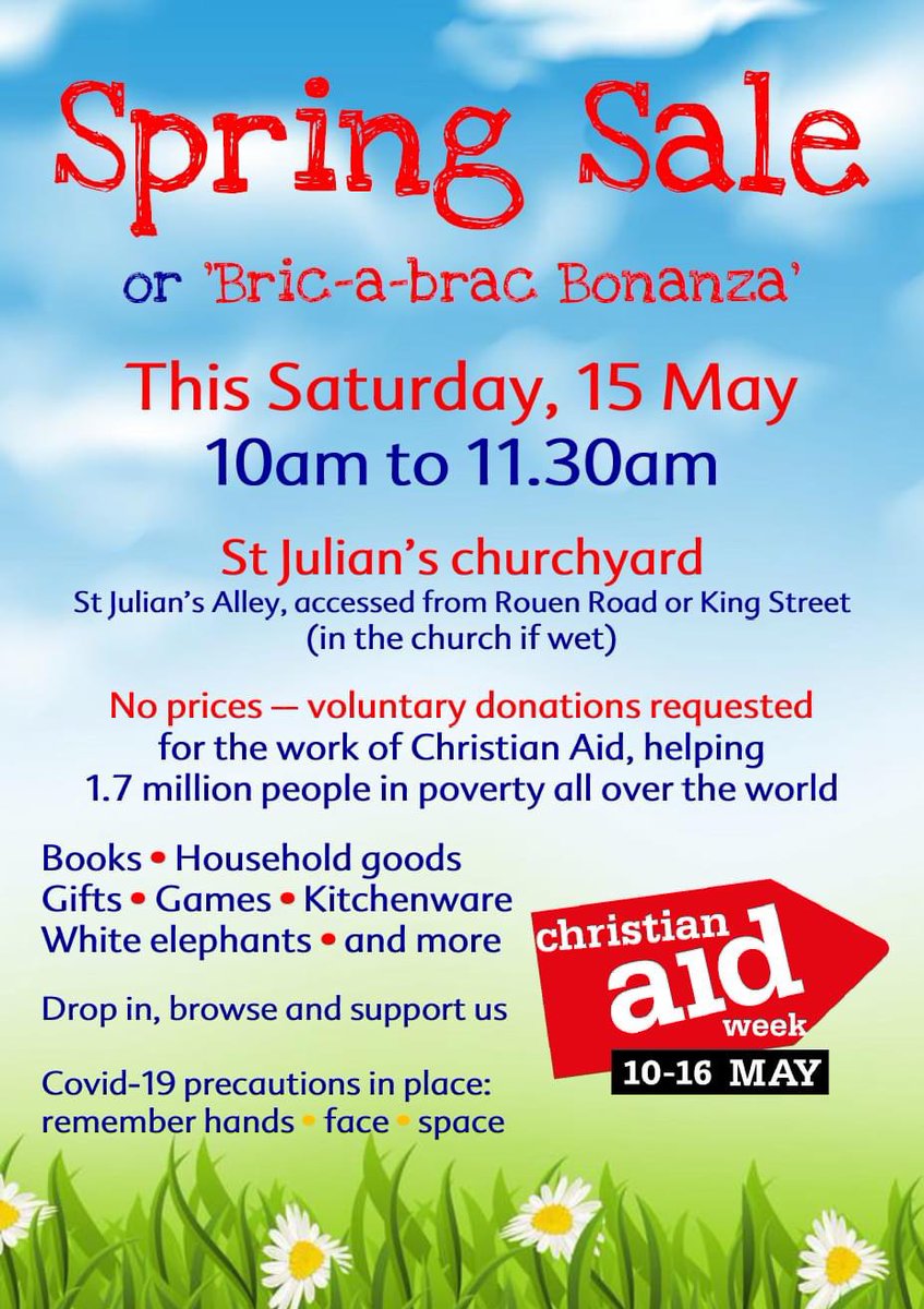 If you’re quick, or already in Norwich, you’ve still time to bag a bargain <a href="/SJohnTimberhill/">StJohnsTimberhill</a> &amp; support a great cause <a href="/christian_aid/">Christian Aid</a> #ChristianAidWeek