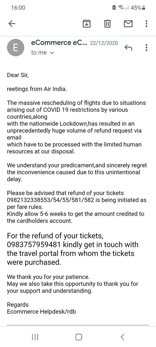 AshishHbc's tweet photo. @airindiain experience has been the worst in my life. I am fed up and taking them to court. Will not refund my tickets, following up on a weekly basis since 1.3 years. 1 team says its refunded, the other ask for further account details, they do everything except refunding money. https://t.co/hXEmqalRTX