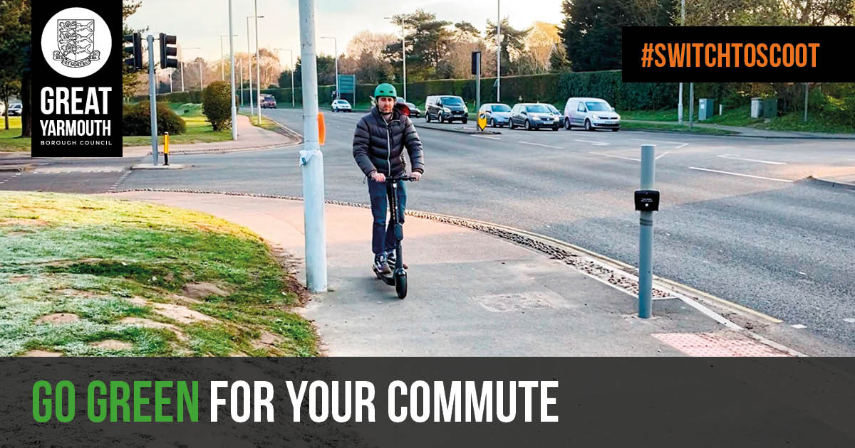 greatyarmouthbc's tweet photo. With the support of @NorfolkCC & #NorfolkConstabulary, we've partnered with e-scooter operator Ginger to hire out e-scooters & we want to encourage everyone to ride safely and legally. To take Gingerβs e-scooter safety course visit https://t.co/fdR1aJTSCq. #SwitchToScoot #GoGreen https://t.co/hpkRZKPk12