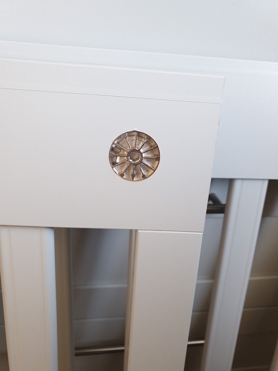 LforLaura's tweet photo. @mamasandpapas would you be able to advise how on earth you get these back out  of the cot sides to use on the bed part of your cot beds? I've never in my life had to reuse these and they're impossible to remove. https://t.co/Nky4vP9svS
