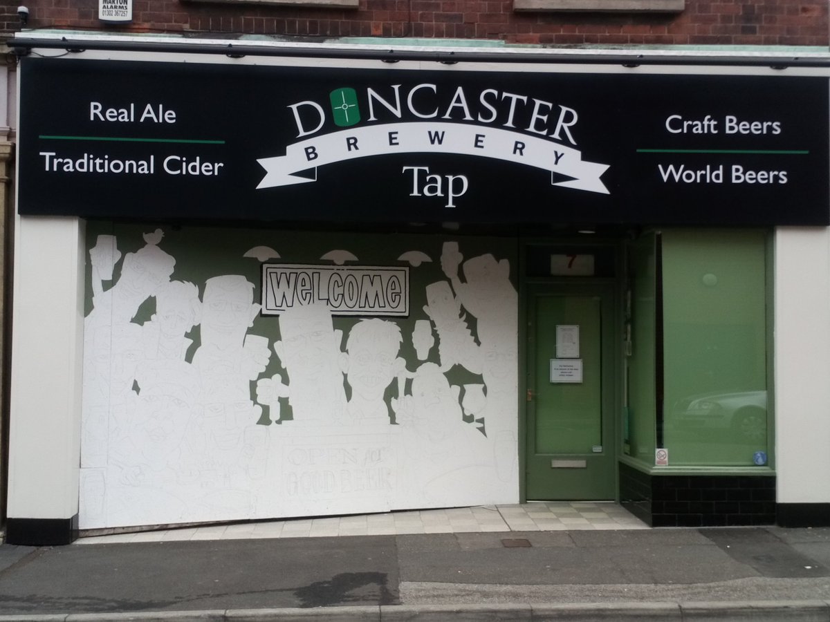 unseaworthing's tweet photo. Had a walk past @DonnyBrewery this morning to have a look at @weareblokheds' window cover. Taking shape nicely, some familiar faces on there😉👍 #Doncaster #doncasterisgreat #Doncopolitan #StreetArt https://t.co/JGCQH4zitK
