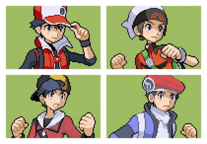 THE BOYS ARE BACK IN TOWN!

I sprited VS mugshots of the Gen 3 Pokemon boys in the style of the Gen 4 Pokeboys! 