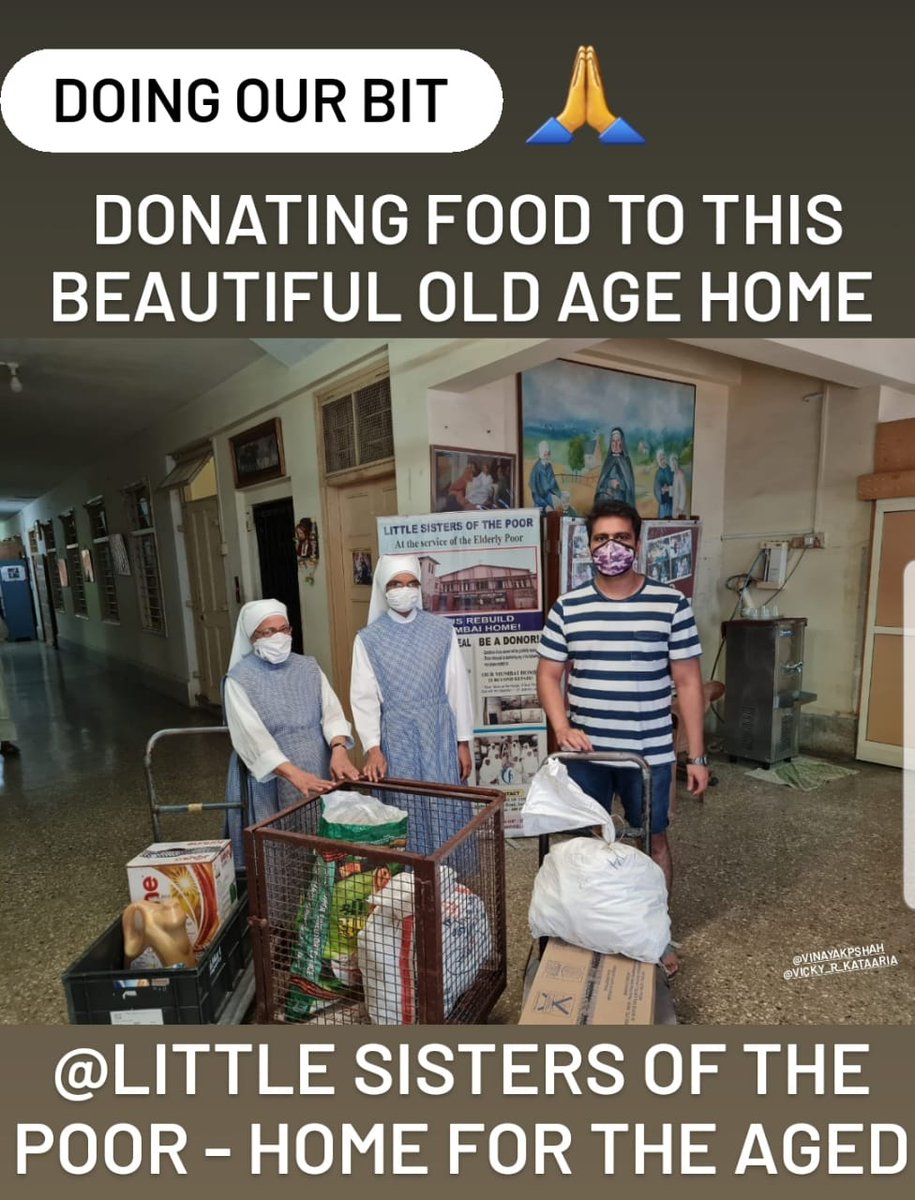 MiracleLens's tweet photo. Doing our bit 🙏

Description below, if you wish to contribute 

@little sisters of the poor - home for the aged

Sister Stella - 9820852631 @vinayakpshah #littlesistersofthepoor #doingourbit #StayHomeStaySafe #StayStrongIndia #sharingiscaring https://t.co/zumH9IadJk
