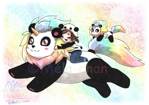 pan_da_ma_ni_ac's tweet image. C&apos;est le 2ème anniversaire de mon Pandicorne! J&apos;ai raté le 1er l&apos;an dernier à cause du MerMay (u///u)

(C) @Mela__Chan

#panda #pandicorn #rainbow #rainbowhair #rainbowpanda #unicorn #oc #original #manga #kawaii #chibi #cute