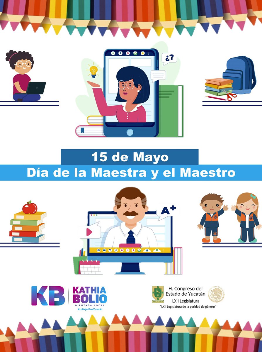 KathiaBolio's tweet photo. A las maestras y maestros hoy en su día muchas felicidades, han sido meses de muchos retos por la pandemia, pero su gran responsabilidad y vocación les ha permitido salir adelante y continuar con su labor de educar, enseñar y formar. 👩🏽‍🏫👨🏻‍🏫📚✏️

#DíadelaMaestrayelMaestro https://t.co/vTmyG4eHPa