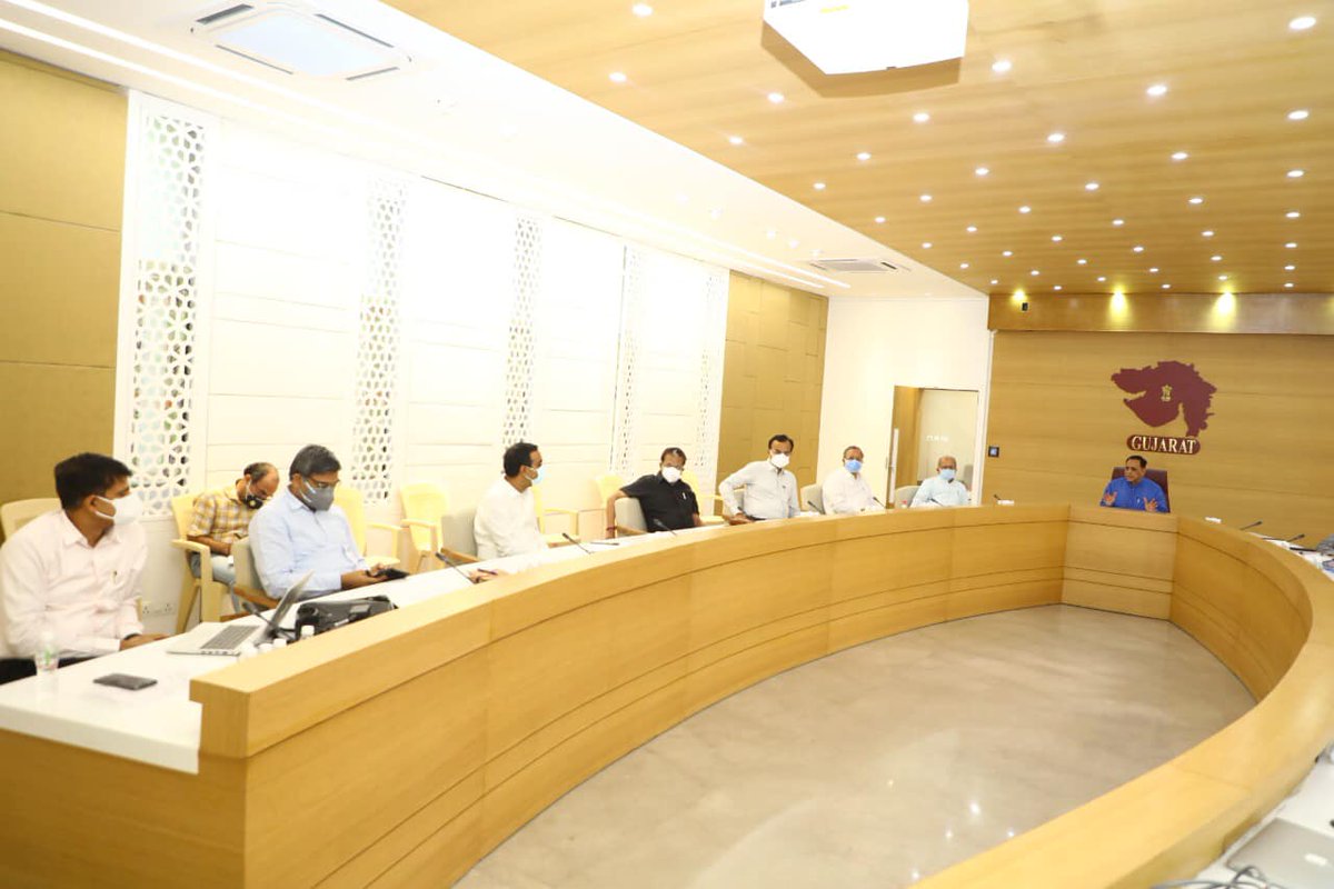 Cmo Gujarat Cm Shri Vijayrupanibjp Held A Review Meeting With Senior Officials On The Preparedness Of State Administration In View Of Cyclonetauktae Forecast And Instructed Officials To Make All Possible