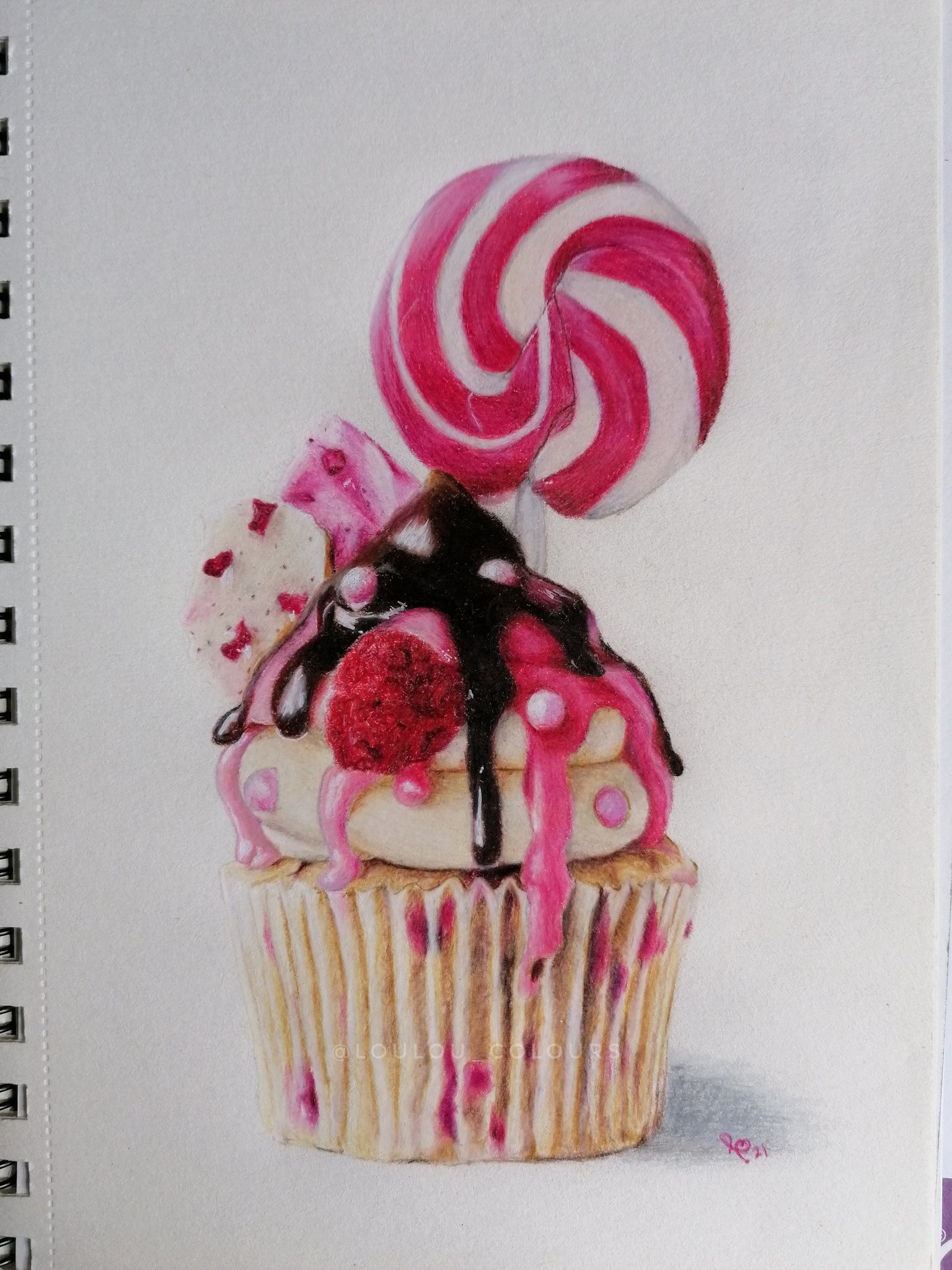 How to draw Cream cup cake with colored pencil for beginners - YouTube