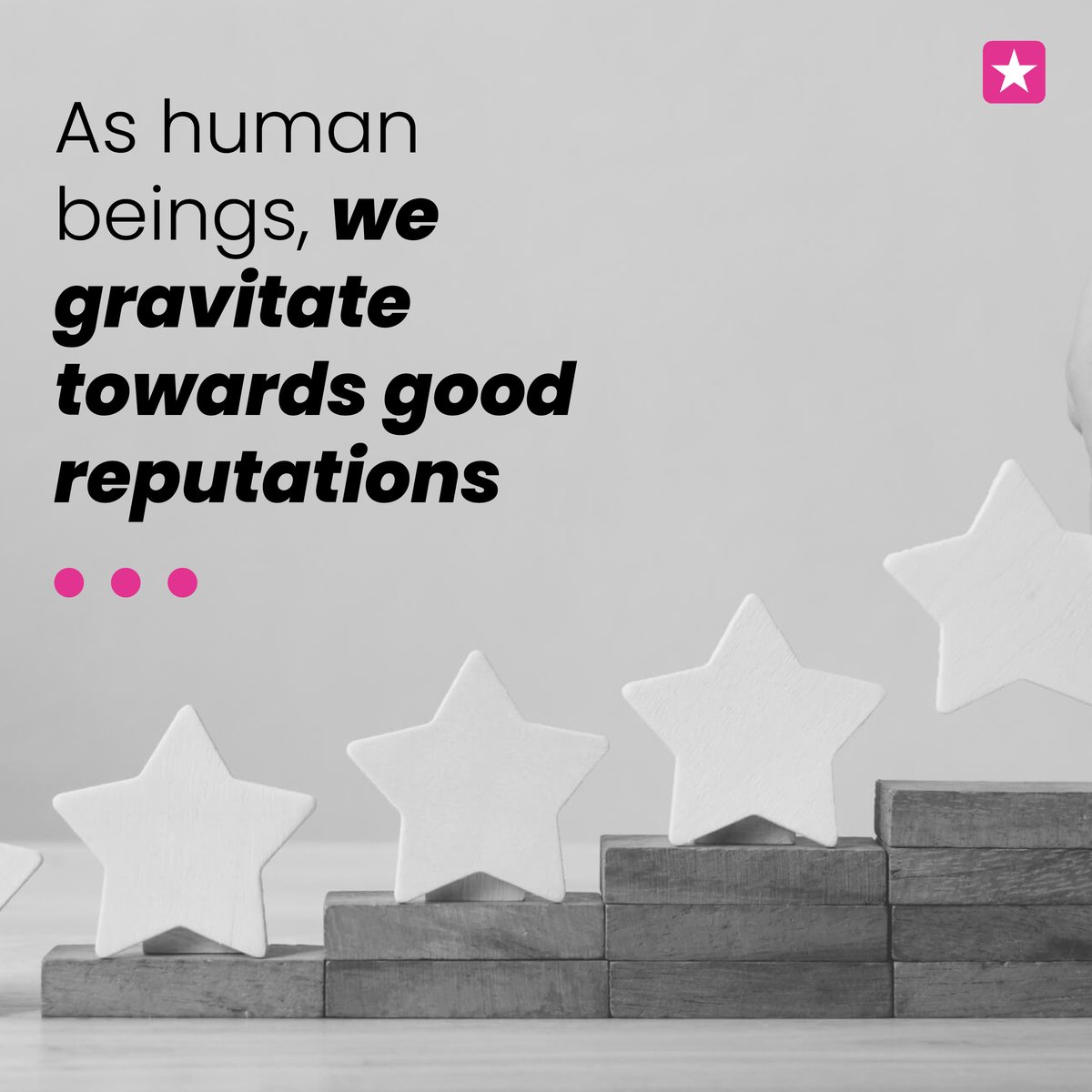 HelloStarloop's tweet image. As human beings, we gravitate towards good reputations.
.
Set your business as the clear choice.
.
Get started at Starloop.com today.
.
#onlinereputation #localbusinesses #5starrating #goodreputation #positivereviews #5starreviews #reputationmanagement #5starreview