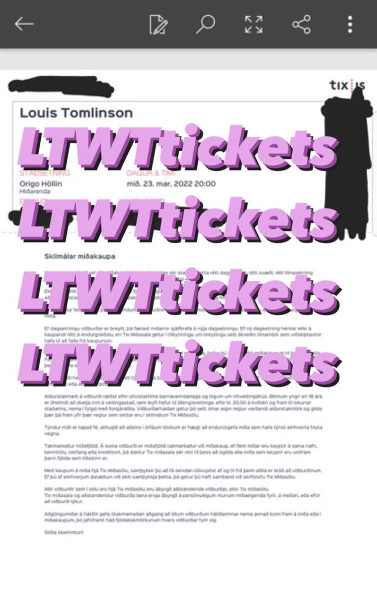 selling one standing ticket to Louis Tomlinson in Iceland on March 23, 2022 for 72€!! DM @purpleoceane if interested