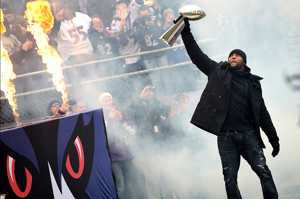 HAPPY BIRTHDAY, # 52! Ravens great Ray Lewis is 46 today! (Photo by Patrick Smith/Getty Images) 